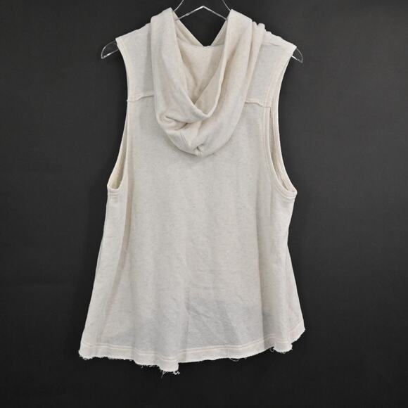 FREE PEOPLE Hoodie Womens Sz XS Vintage Beach Day Cream Coastal Boho Sleeveless - Picture 6 of 11